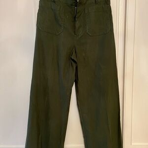 Anthropologie Maeve Olive Green Wide Leg Pants
